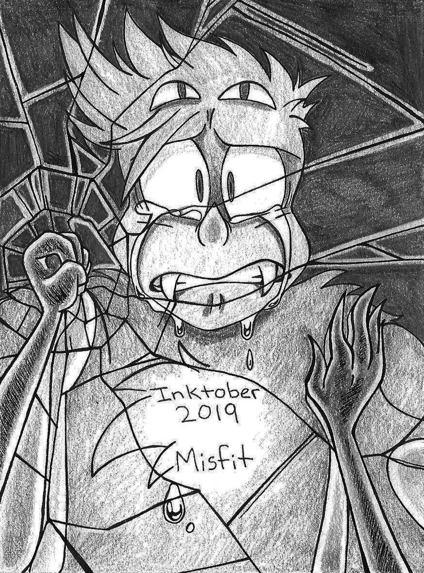 4_eyes anthro bodily_fluids broken_mirror chest_tuft crying fangs first_person_view hair male mirror mirror_reflection multi_eye reflection sad sharp_teeth solo tears teeth text tuft 8-bit-britt inktober spirk_(8-bit-britt) arachnid arthropod spider 2019 digital_media_(artwork) english_text monochrome