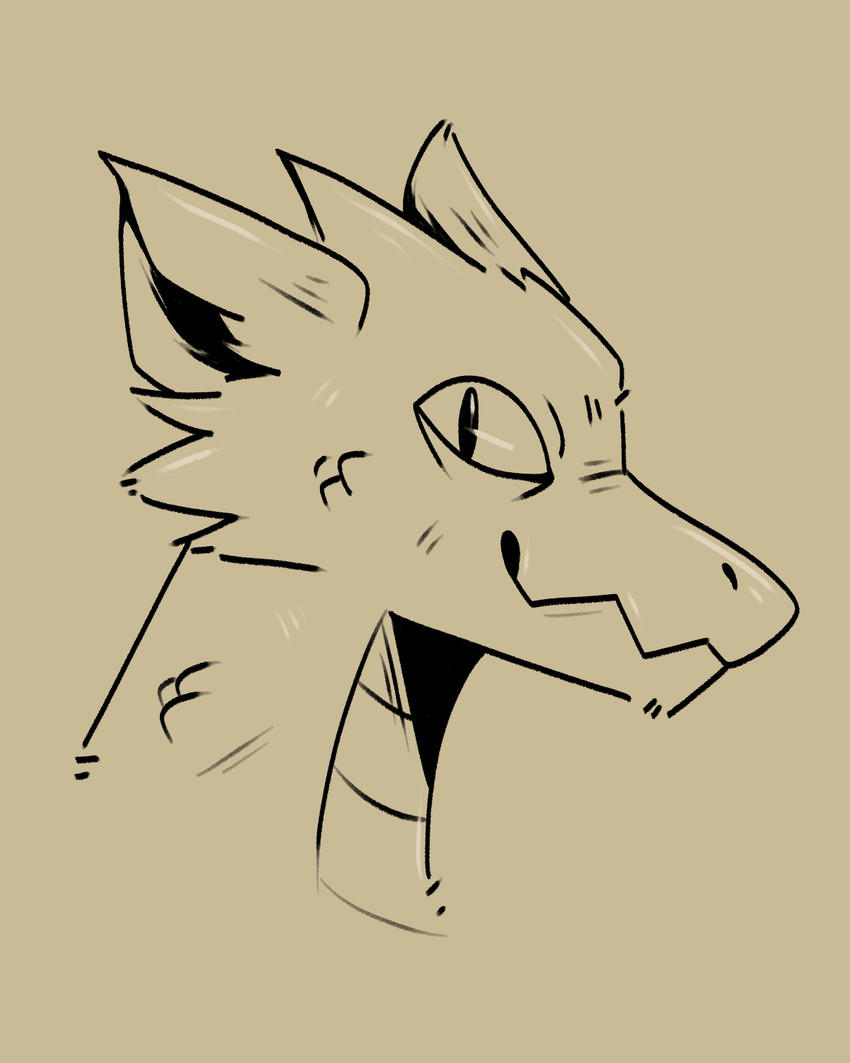 ambiguous_gender anthro facing_aside fluffy_ears fur happy looking_at_viewer scales simple_background smile solo admiralbarley mythology dragon mythological_creature mythological_scalie scalie 4:5 bust_portrait hi_res line_art monochrome portrait