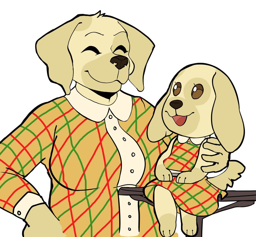 anthro clothed clothing duo female female/female fully_clothed paws tail lillieceon animal_crossing nintendo goldie_(animal_crossing) bird_dog canid canine canis domestic_dog golden_retriever hunting_dog mammal retriever absurd_res hi_res