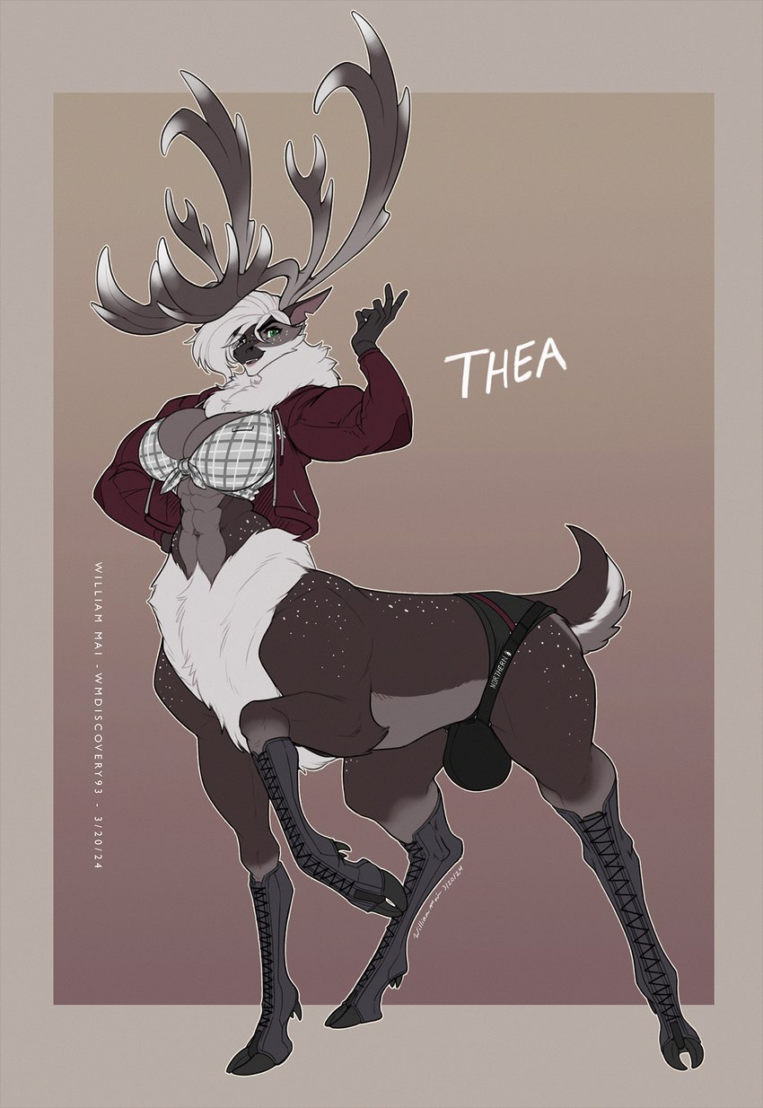 abs antlers breasts bulge cleavage clothed clothing cloven_hooves gynomorph hooves horn intersex jockstrap muscular muscular_gynomorph muscular_intersex underwear wmdiscovery93 european_mythology greek_mythology mythology thea_(wmdiscovery93) deer deer_taur equid equid_taur mammal mammal_taur new_world_deer new_world_deer_taur reindeer reindeer_taur taur digital_media_(artwork) hi_res trans_(lore) trans_woman_(lore)