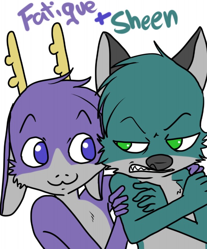 5_fingers :3 >:( angry anthro antlers arm_grab big_head crossed_arms duo fingers front_view fur green_body green_eyes green_fur grey_body grey_fur grey_nose horn long_ears looking_aside looking_at_another male nude purple_body purple_eyes purple_fur simple_background smile text toony white_background eente bedfellows fatigue_(bedfellows) sheen_(bedfellows) canid canine canis domestic_cat domestic_dog felid feline felis hybrid jackalope lagomorph mammal 5:6 character_name flat_colors hi_res