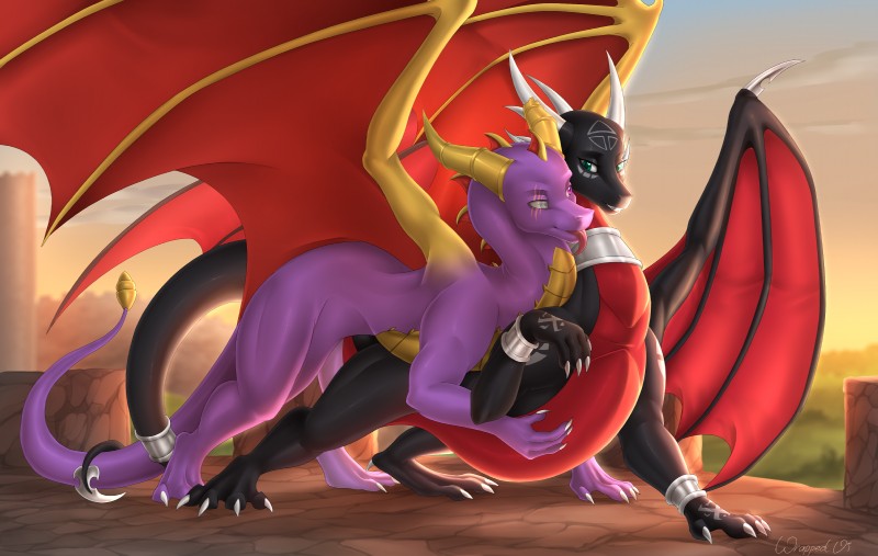 corrupt cynder, cynder, and spyro (european mythology and etc) created by wrappedvi