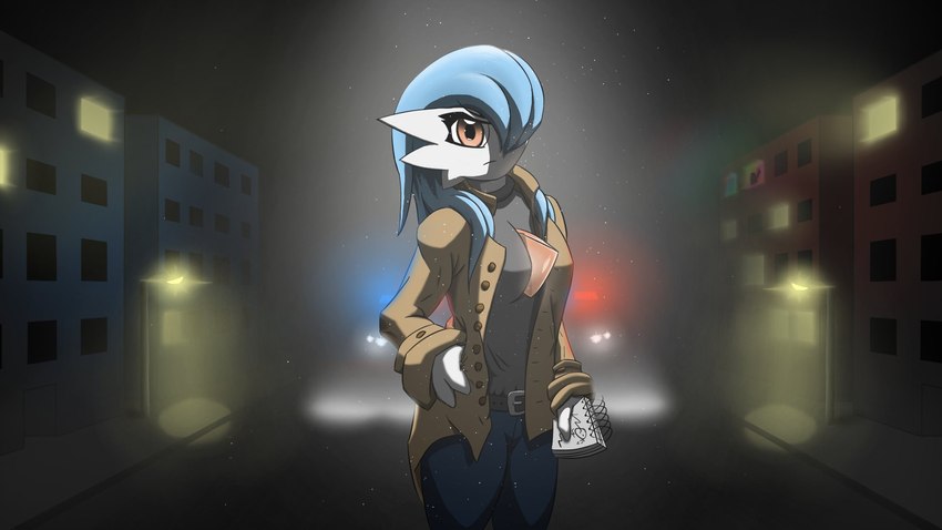 angry blue_hair building car clothing coat detailed_background female fog hair light motor_vehicle notebook orange_eyes police police_car police_vehicle sirens solo street street_lamp topwear trenchcoat vehicle ghostth39 nintendo pokemon alyx_(cobra0281) gardevoir generation_3_pokemon pokemon_(species) shiny_pokemon 16:9 2021 hi_res widescreen