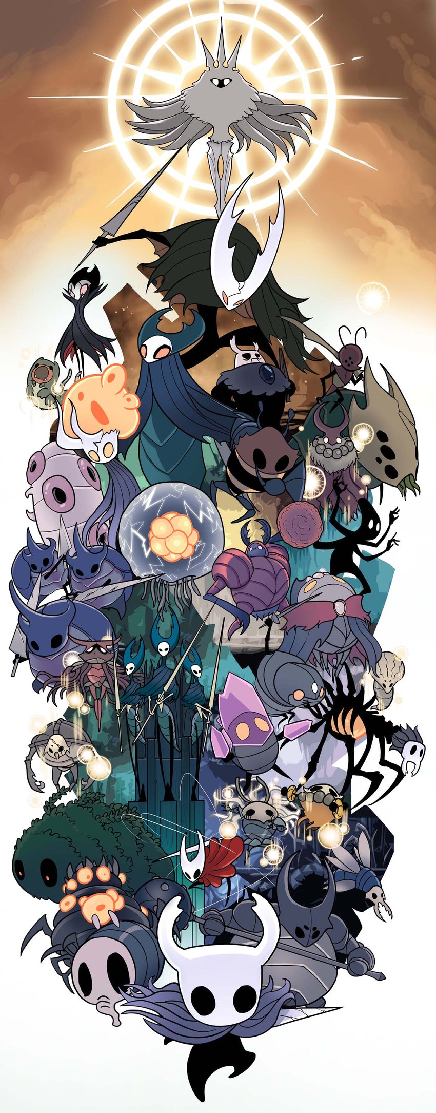 massive moss charger, crystal guardian, grey prince zote, watcher knight, broken vessel, and etc (hollow knight and etc) created by uger