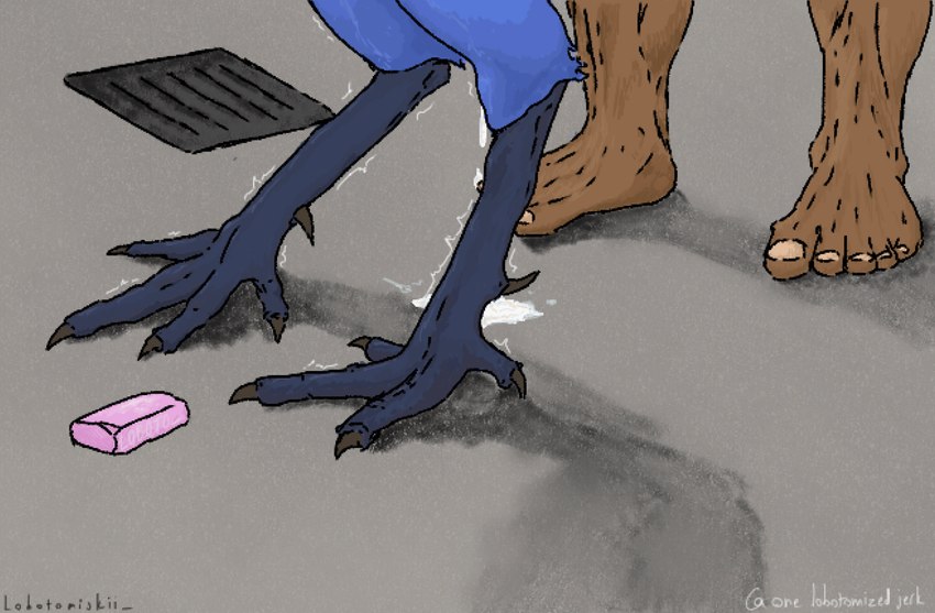 anal anal_penetration anthro anthro_penetrated blue_body blue_feathers bodily_fluids cum cum_drip cum_in_ass cum_inside cum_on_ground drain dripping duo ejaculation feathers feet foot_focus forced genital_fluids human_on_anthro human_penetrating human_penetrating_anthro interspecies leaking_cum leg_focus male male/male male_penetrated male_penetrating male_penetrating_male nude penetration prison prison_rape rape sex shower shower_sex soap_bar standing standing_sex talons toes lobotomiskii don't_drop_the_soap the_nature_of_predators kalsim_(the_nature_of_predators) avian human krakotl_(the_nature_of_predators) mammal hi_res