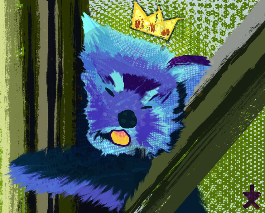 2d_artwork abstract_background azrael_(unmakeyourself) blep blue_body blue_fur crown eyes_closed feral fur halftone halftone_background halftone_shading headgear in_tree male pattern_background plant simple_background sleeping solo tongue tongue_out tree tuft yellow_tongue unmakeyourself_(artist) ailurid mammal red_panda absurd_res digital_media_(artwork) hi_res