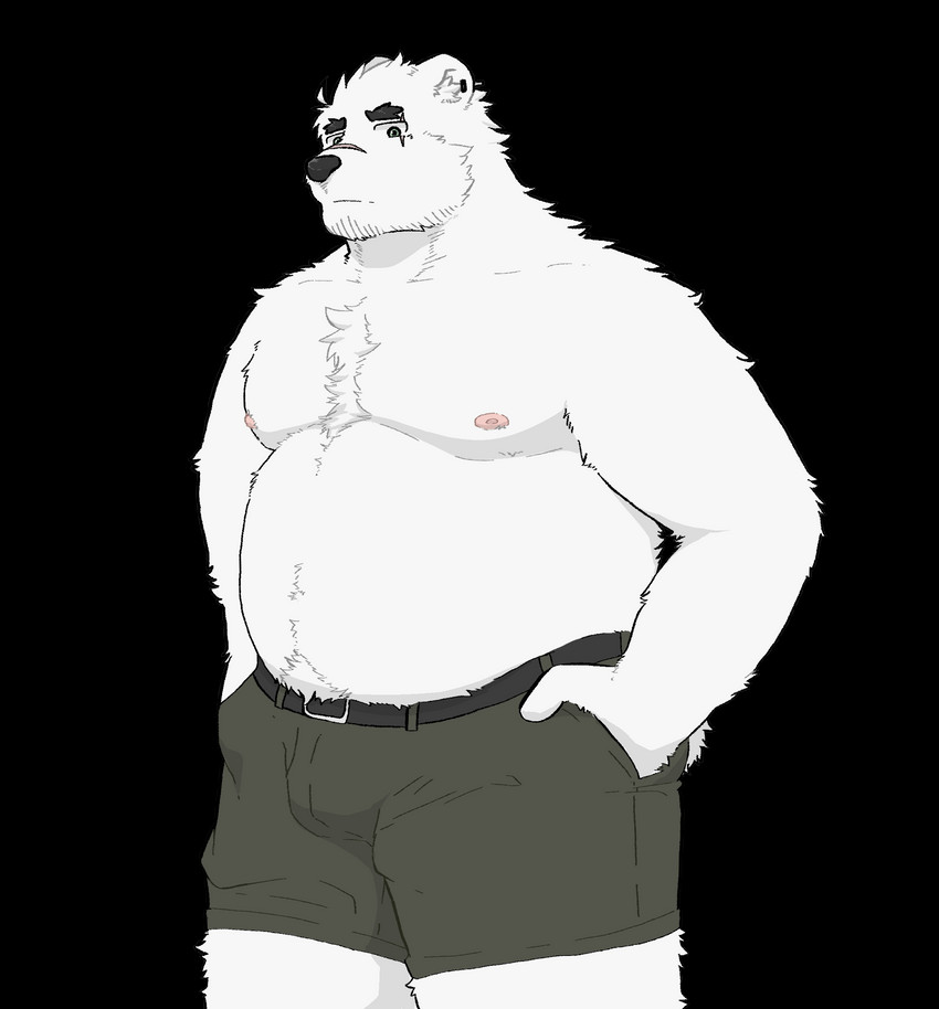 anthro belly bottomwear bulge clothing fur humanoid_hands male moobs nipples overweight overweight_anthro overweight_male shorts simple_background solo transparent_background white_body white_fur hagom bear mammal polar_bear ursine 2020 alpha_channel hi_res