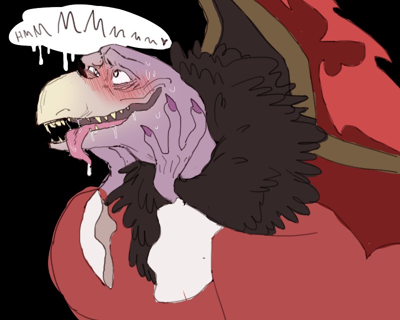 ahegao ambiguous_gender blush bodily_fluids claws clothing feathers heart_symbol looking_pleasured open_mouth sharp_teeth simple_background solo sweat teeth tongue tongue_out transparent_background moppio the_dark_crystal chamberlain_(the_dark_crystal) alien avian monster reptile scalie skeksis 2019 5:4 alpha_channel digital_media_(artwork) hi_res sketch