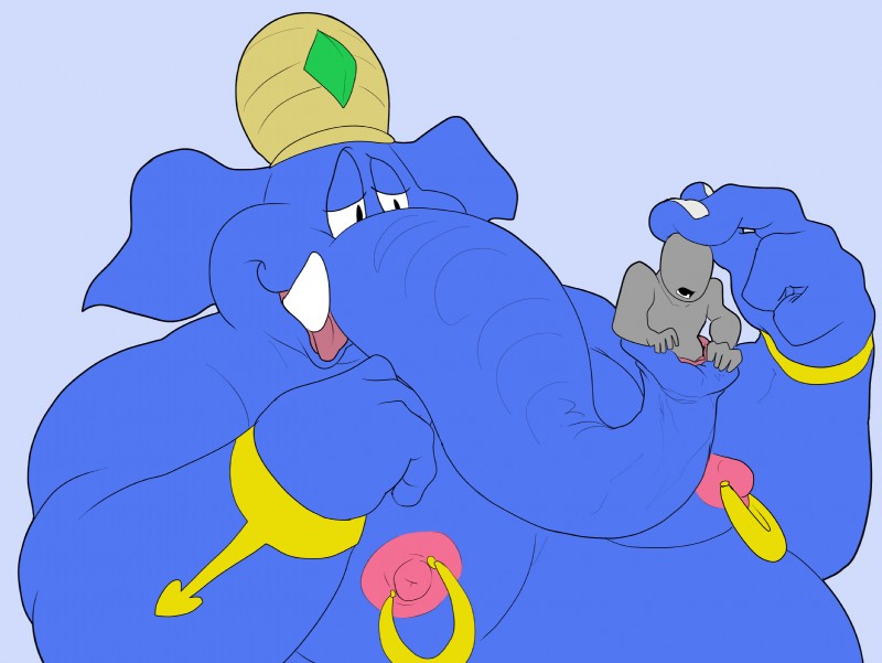 anthro duo male male/male male_pred male_prey nasal_vore obese overweight proboscis_(anatomy) trunk_(anatomy) unusual_penetration unusual_vore vore gumcrate diddy_kong_racing donkey_kong_(series) nintendo anon taj_the_genie hi_res