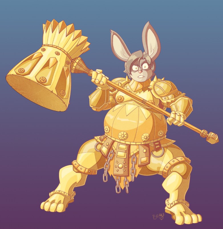 anthro armor buckteeth chain chain_accessory fantasy glare gradient_background hammer male maul metal nipples overweight overweight_anthro overweight_male pink_nose plate_armor simple_background solo spread_legs spreading teeth tools warrior yellow_eyes naughtyjester dark_souls fromsoftware arthur_(lapinbeau) executioner_smough domestic_rabbit flemish_giant lagomorph leporid mammal oryctolagus rabbit 2016 hi_res