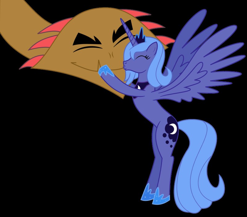 blue_hair crown cutie_mark duo feathered_wings feathers female feral hair headgear horn kissing long_hair quadruped simple_background tail transparent_background wings adcoon friendship_is_magic hasbro my_little_pony mythology hydra_(mlp) princess_luna_(mlp) equid equine mammal mythological_creature mythological_equine winged_unicorn alpha_channel hi_res