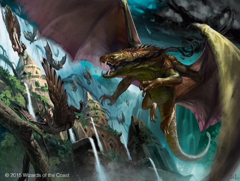 ambiguous_gender building death falling fangs featureless_crotch feral flying group membrane_(anatomy) membranous_wings solo_focus spread_wings tail teeth text water waterfall wings chris_rallis hasbro magic:_the_gathering mythology wizards_of_the_coast aven avian dragon mythological_creature mythological_scalie scalie english_text official_art