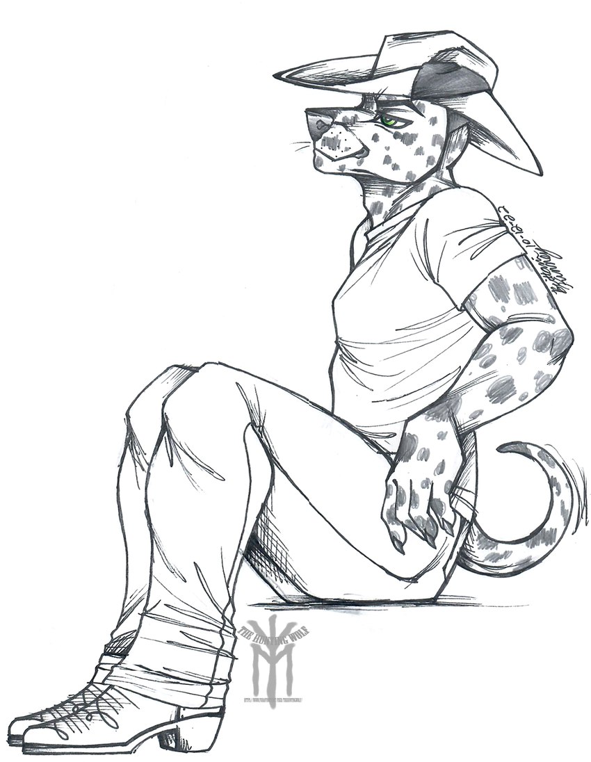 anthro boots calm chill clothing cowboy footwear hat headgear headwear male shoes solo western mellow thehuntingwolf canid canine canis dalmatian domestic_dog mammal hi_res