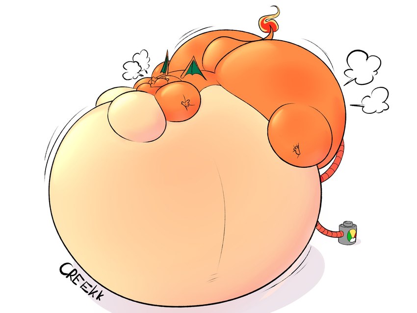 air_from_butt air_from_mouth air_inflation anthro belly belly_expansion big_belly big_butt big_cheeks big_moobs body_inflation butt butt_expansion cheek_expansion creaking expansion fire flaming_tail hose hose_in_butt hose_inflation huge_belly huge_butt huge_cheeks huge_moobs hyper hyper_belly hyper_butt hyper_inflation hyper_moobs immobile inflation lying male moob_expansion moobs motion_lines on_front onomatopoeia orange_body orange_tail orange_wings puffed_cheeks red_hose simple_background solo sound_effects swelling tail tan_belly tan_moobs text white_background wings kudie079 nintendo pokemon charizard generation_1_pokemon pokemon_(species) 2024 4:3 colored digital_media_(artwork) hi_res shaded