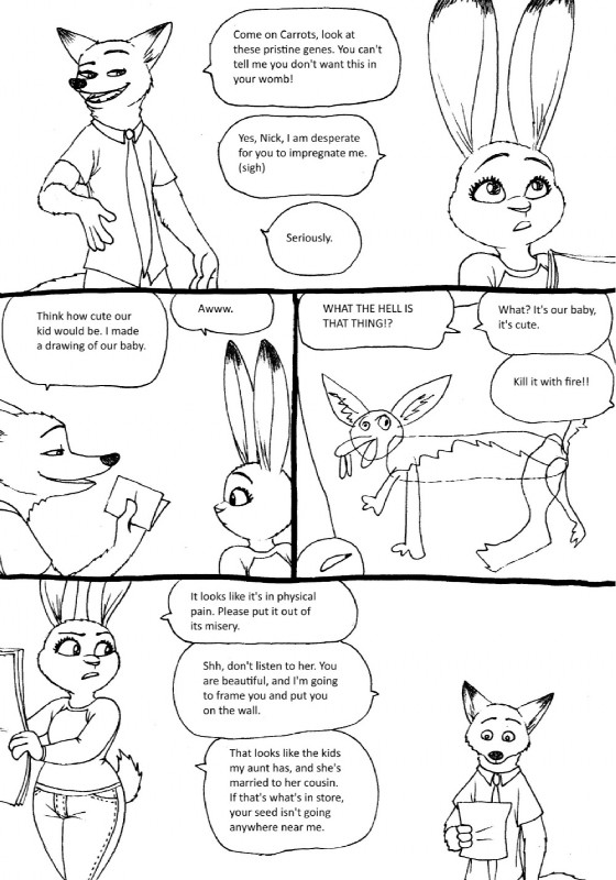 anthro clothing dialogue drawing duo fur humor long_ears male necktie photo simple_background size_difference smile speech_bubble text white_background bernielover disney zootopia judy_hopps nick_wilde canid canine fox lagomorph leporid mammal rabbit red_fox true_fox comic english_text hi_res monochrome