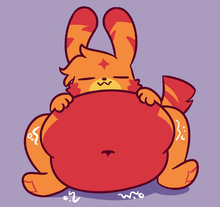 :3 anthro belly big_belly cheek_tuft deep_navel eyes_closed facial_tuft fur hair hand_on_belly huge_belly hyper hyper_belly inflation long_ears male navel orange_body orange_fur orange_hair overweight overweight_male rumbling_stomach short_hair sitting solo tuft foamytail moshi_monsters katsuma hybrid katsuma_(species) mammal monster_(moshi_monsters)