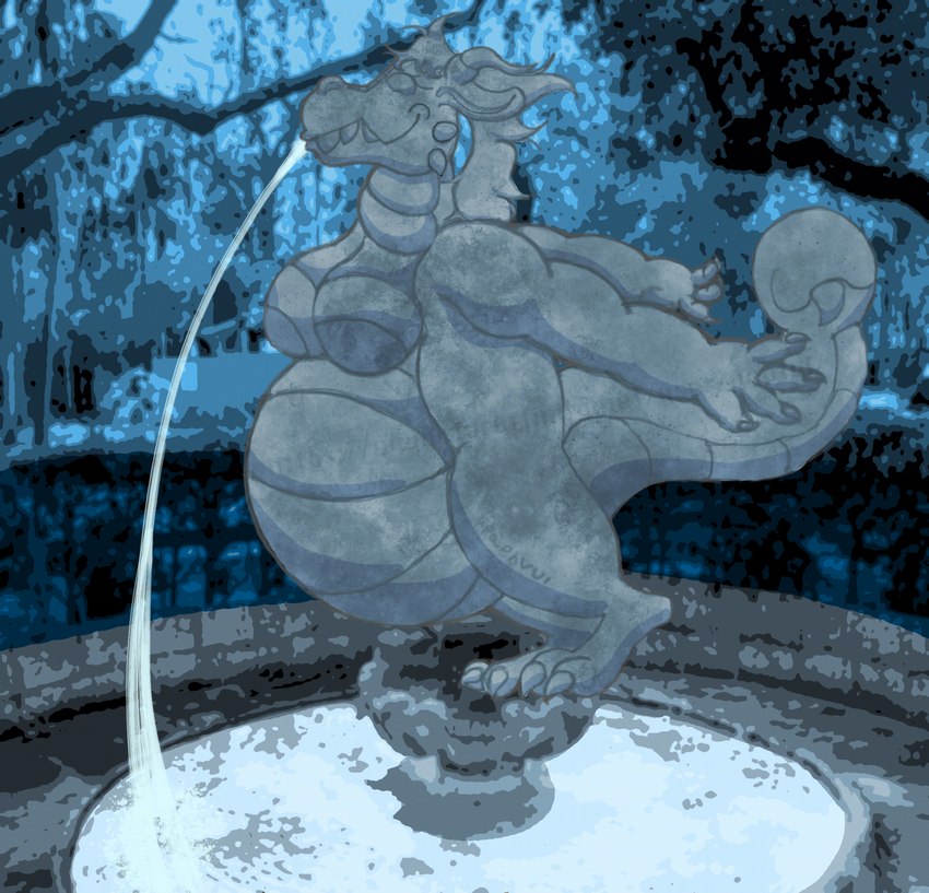 after_transformation anthro breasts female fountain frozen immobile inanimate_transformation objectified overbite overweight petrification photo_background plant pose rock sculpture solo statue tail tail_mouth transformation tree unusual_anatomy unusual_tail water mythology dragon mythological_creature mythological_scalie scalie hi_res photography_(artwork) watermark