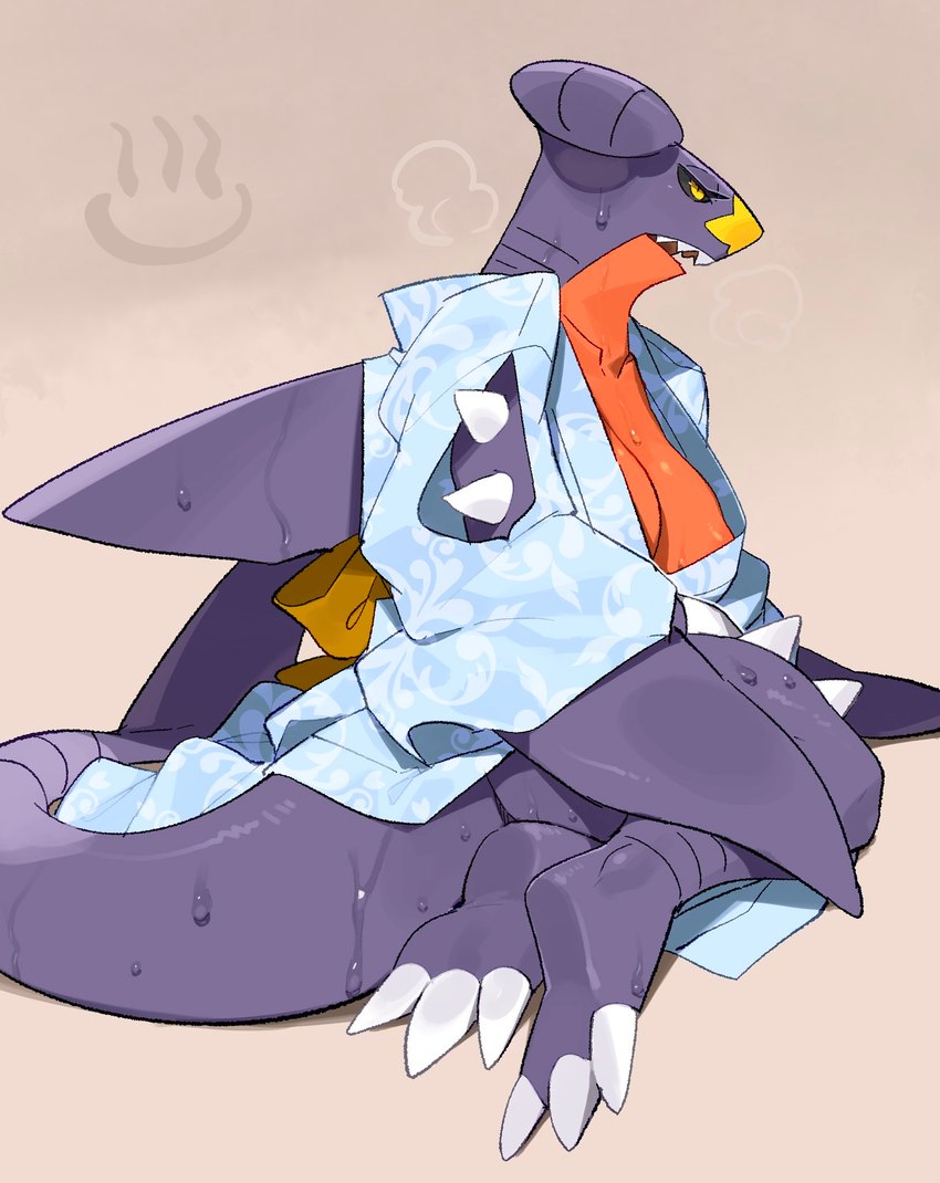 3_toes anthro areola black_sclera breasts claws clothed clothed_anthro clothed_female clothing feet female purple_body purple_tail simple_background sitting solo tail teeth toe_claws toes topwear yellow_eyes kame_3 nintendo pokemon garchomp generation_4_pokemon pokemon_(species) 2025 digital_media_(artwork) hi_res