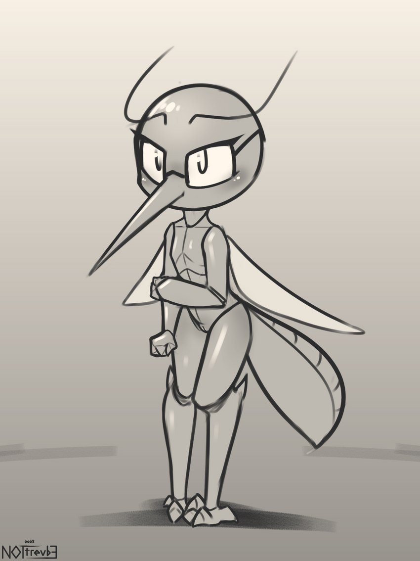 3_toes antennae_(anatomy) anthro blush breasts eyewear feet female fingers flat_chested genitals glasses insect_wings loli looking_at_viewer pussy simple_background solo standing toes wings young young_anthro nottrevbe squitoo_(character) arthropod fly_(animal) insect mosquito 2023 artist_name digital_drawing_(artwork) digital_media_(artwork) full-length_portrait hi_res monochrome portrait signature sketch