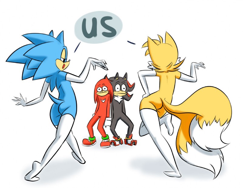 knuckles the echidna, miles prower, shadow the hedgehog, and sonic the hedgehog (sonic the hedgehog (series) and etc) created by sparkydb