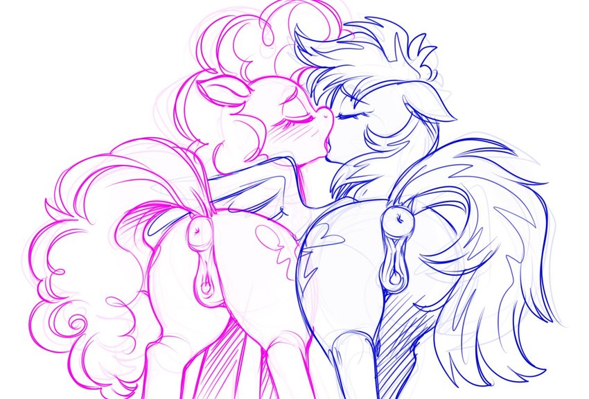 anatomically_correct anatomically_correct_anus anatomically_correct_genitalia anatomically_correct_pussy anus blue_line_art blush blush_lines butt butt_bump clitoral_winking clitoris cutie_mark duo ears_back equine_anus eyes_closed female female/female feral floppy_ears french_kissing genitals hair kissing mane pink_line_art pivoted_ears puffy_anus pussy quadruped simple_background spread_wings white_background wings moetempura friendship_is_magic hasbro my_little_pony mythology pinkie_pie_(mlp) rainbow_dash_(mlp) earth_pony equid equine horse mammal mythological_creature mythological_equine pegasus pony 2022 colored_line_art digital_drawing_(artwork) digital_media_(artwork) line_art sketch