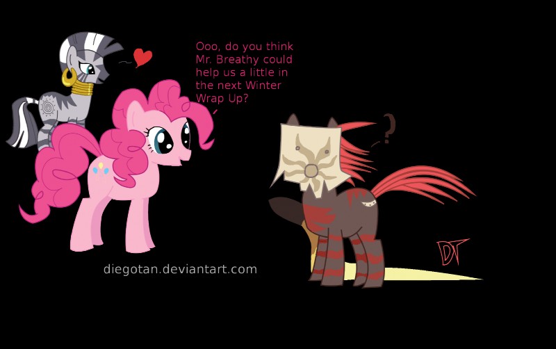 cutie_mark dialogue female feral fur group hair heart_symbol magic_user mask pink_body pink_fur pink_hair question_mark shaman simple_background stripes text the_breath transparent_background tribal_spellcaster tribe diegotan friendship_is_magic from_dust hasbro my_little_pony fan_character pinkie_pie_(mlp) zecora_(mlp) earth_pony equid equine horse mammal pony zebra alpha_channel crossover english_text hi_res url