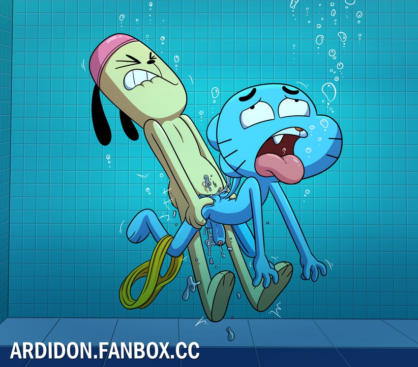 anal anal_penetration anthro balls bodily_fluids cum cum_in_ass cum_inside duo erection foreskin genital_fluids genitals male male/male orgasm penetration penis sex tongue tongue_out underwater underwater_sex water young young_anthro ardidon cartoon_network the_amazing_world_of_gumball gumball_watterson the_dog_(tawog) canid canine canis domestic_cat domestic_dog felid feline felis mammal absurd_res hi_res