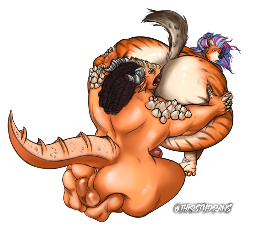 anal anthro anus ass_up balls big_balls big_butt big_penis butt butt_grab deep_rimming deep_tongue dragon_tail duo ear_piercing erection fur genitals hair hand_on_butt highlights_(coloring) horn huge_butt hyper hyper_butt lgbt_pride looking_pleasured male male/male markings multicolored_hair muscular nose_to_anus nude oral orange_body orange_fur penis piercing pride_colors rimming saggy_balls scales sex spiked_penis spikes spikes_(anatomy) spots spotted_markings spotted_tail stripes tail tail_markings tan_body tan_fur tongue transgender_pride_colors yellow_body yellow_skin thirstydraws mythology thirsty_(thirstydraws) canid canine canis dragon felid fox hybrid hyena mammal mythological_creature mythological_scalie pantherine scalie spotted_hyena tiger absurd_res hi_res gynomorph_(lore)