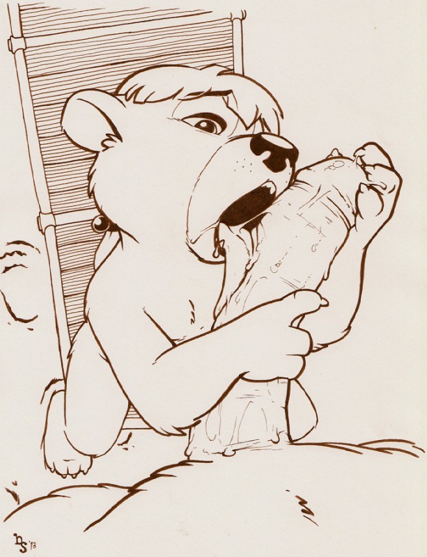 e621 2013 ambrosia anthro beach bear big_penis brown_and_white bulletsoup chair claws cub drooling duo erection fellatio female first_person_view larger_male licking male male/female mammal monochrome oral outside paws penis penis_hug penis_lick saliva sand seaside sex size_difference smaller_female tongue tongue_out young