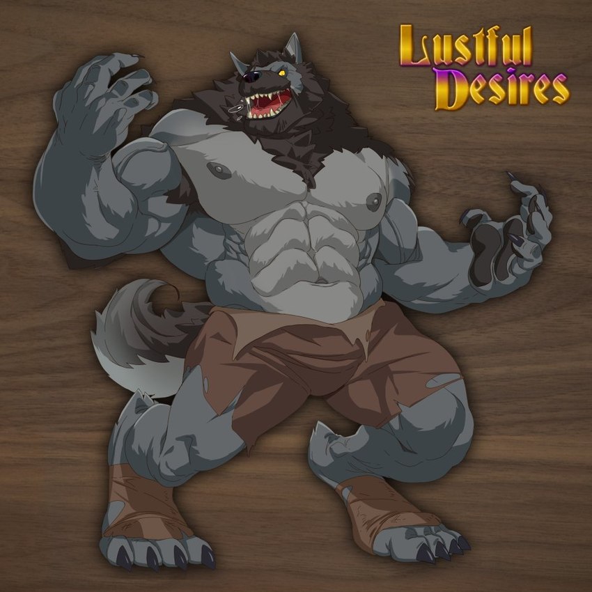 abs anthro armpit_hair beard biceps body_hair claws clothing facial_hair fur male muscular muscular_anthro muscular_male nipples pawpads pecs sharp_teeth simple_background solo tail teeth torn_clothing triceps vein veiny_muscles yellow_eyes zoroj lustful_desires mythology bernard_(lustful_desires) canid canine canis mammal mythological_canine mythological_creature werecanid werecanine werecreature werewolf wolf 1:1