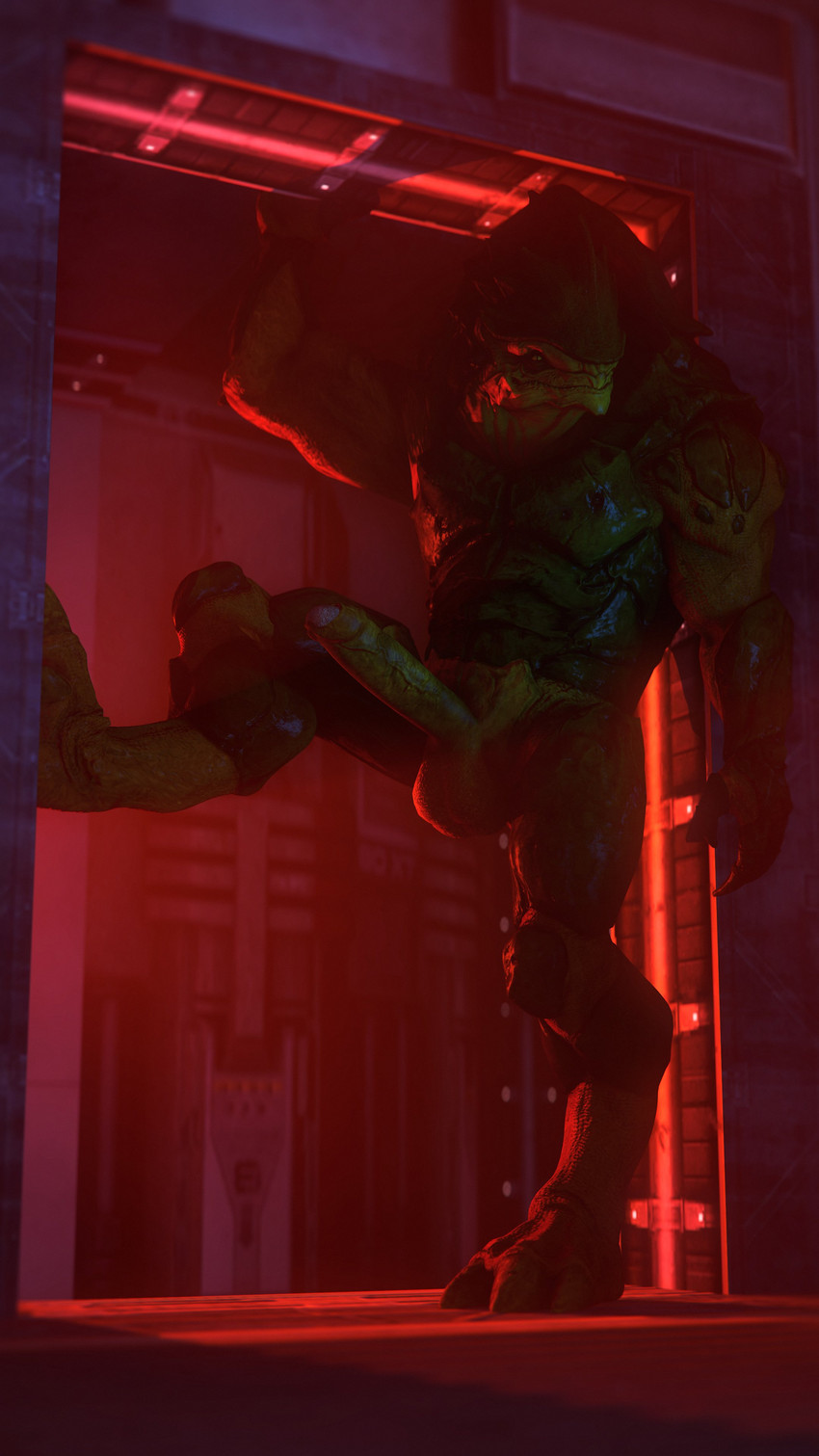 4_balls balls big_balls big_penis erection foreskin genitals humanoid_genitalia humanoid_penis looking_at_viewer male multi_balls multi_genitalia muscular muscular_male nude partially_retracted_foreskin penis raised_leg solo standing rooking bioware electronic_arts mass_effect alien krogan 3d_(artwork) 4k 9:16 absurd_res digital_media_(artwork) hi_res source_filmmaker_(artwork)