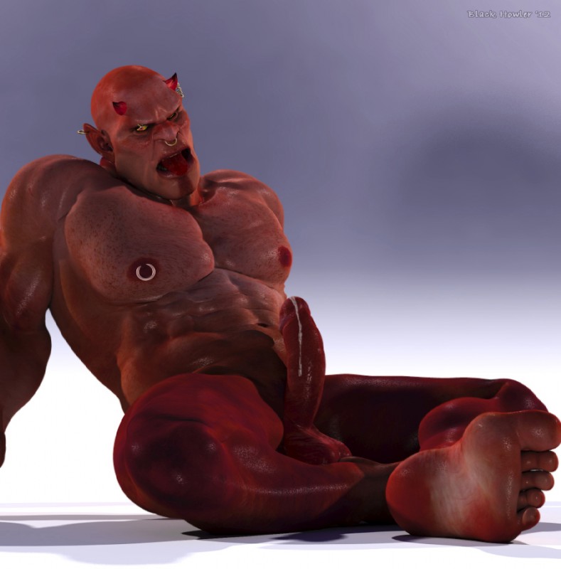 abs balls biceps big_muscles bodily_fluids ear_piercing erection eyebrow_piercing facial_piercing feet genital_fluids genitals humanoid_feet humanoid_genitalia humanoid_penis leaking leaning looking_at_viewer male muscular muscular_humanoid muscular_male nipple_piercing nipples nose_piercing nose_ring not_furry nude open_mouth pecs penis piercing plantigrade precum red_eyes ring_piercing septum_piercing sitting solo tongue tongue_out black_howler demon humanoid 3d_(artwork) digital_media_(artwork)