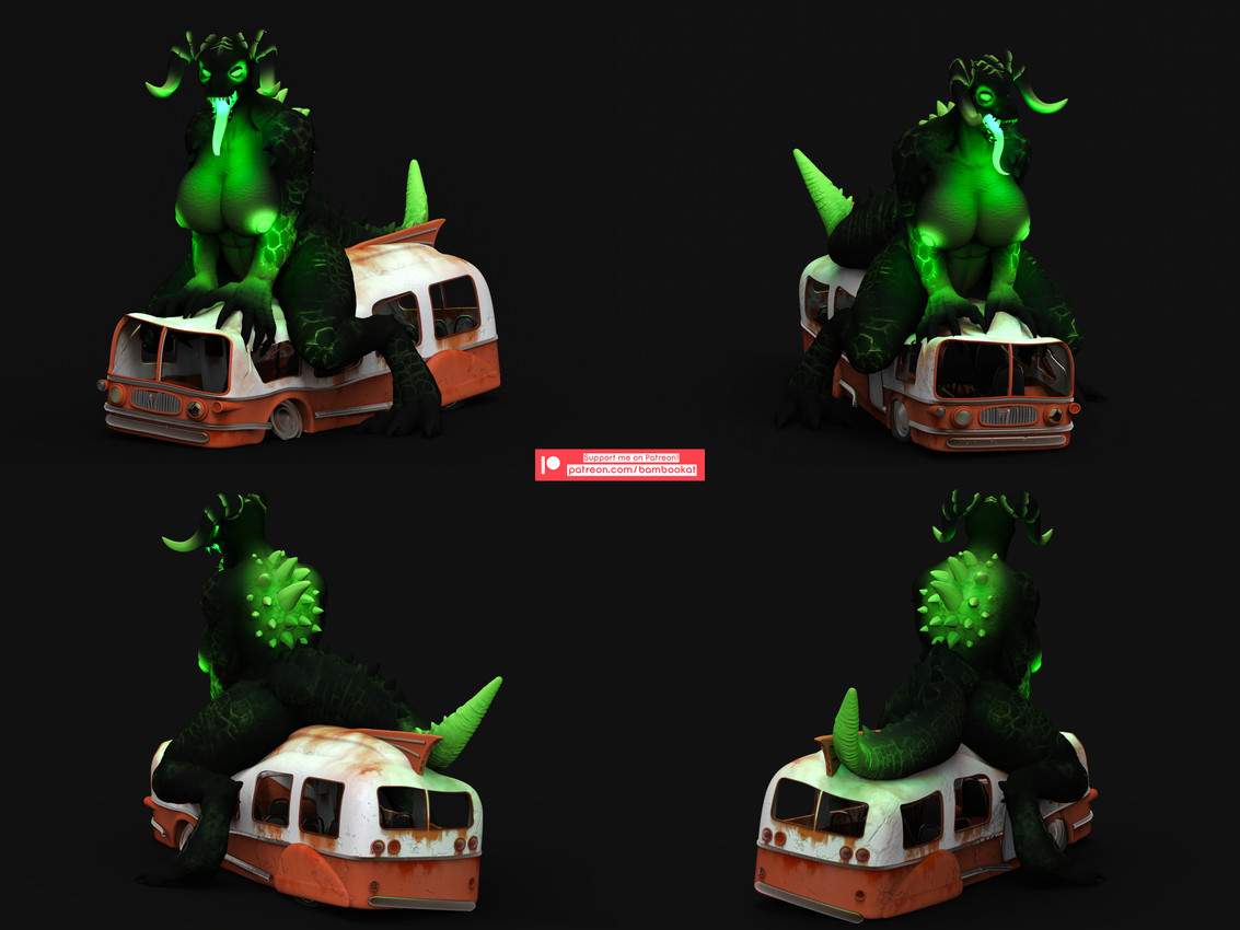 anthro back_spikes claws fangs female horn solo spiked_tail spikes spikes_(anatomy) tail teeth tongue bambookat fallout microsoft deathclaw scalie 3d_(artwork) 4:3 absurd_res digital_media_(artwork) hi_res