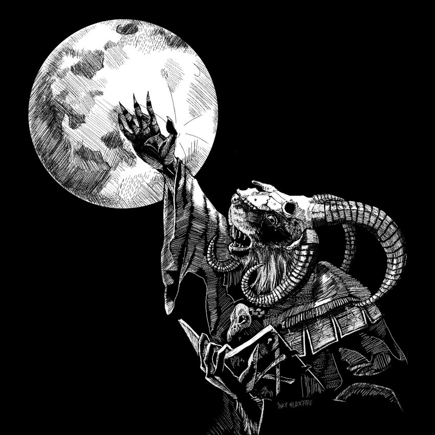 5_fingers anthro black_background bone book clothed clothing fingers holding_object horn light male moon moonlight open_mouth reaching robe simple_background skull skull_helmet solo symbol teeth inkyblackfire warhammer_(franchise) rasknitt mammal murid murine rat rodent skaven 1:1 2020 black_and_white digital_media_(artwork) half-length_portrait hi_res monochrome portrait