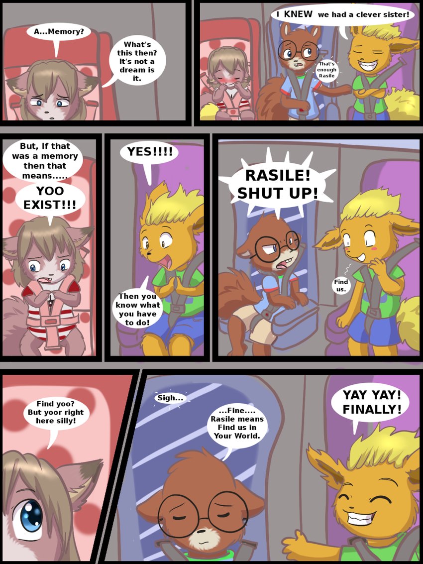 anthro biped detailed_background dialogue eyewear fur glasses hair male panel_skew sitting text young young_anthro babystar nintendo pokemon gemma_polson rasile_murdock zeezee_murdock eeveelution flareon generation_1_pokemon mammal pokemon_(species) rodent sciurid tree_squirrel 2013 3:4 comic digital_media_(artwork) english_text hi_res