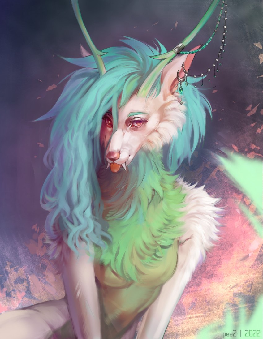 abstract_background anthro blep blue_body ear_chain ear_piercing ear_ring fangs female furgonomics furry-specific_piercing hair highlights_(coloring) horn insect_wings jewelry long_hair looking_at_viewer painting piercing red_eyes ring_piercing solo teeth tongue tongue_out white_body wings pea2 mythology juno_(viktorlyovkin) canid canine canis dragon fox hybrid mammal mythological_creature mythological_scalie scalie wolf 2022 artist_name digital_media_(artwork) hi_res painting_(artwork) traditional_media_(artwork)