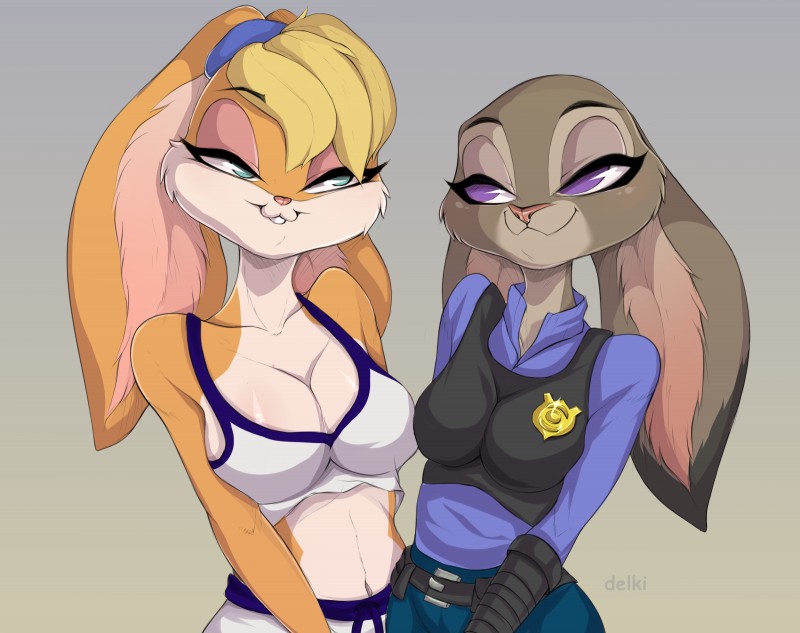 judy hopps and lola bunny (warner brothers and etc) created by delki