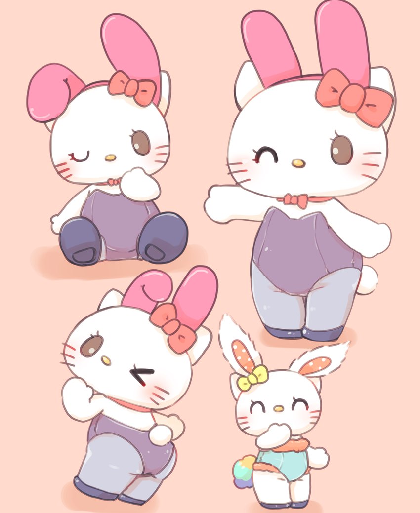 ^_^ anthro blush clothed clothing eyes_closed fake_ears fake_rabbit_ears female looking_at_viewer o_< one_eye_closed simple_background smile solo sakaeguchi_okarina hello_kitty_(series) sanrio hello_kitty_(character) mimmy_white hi_res