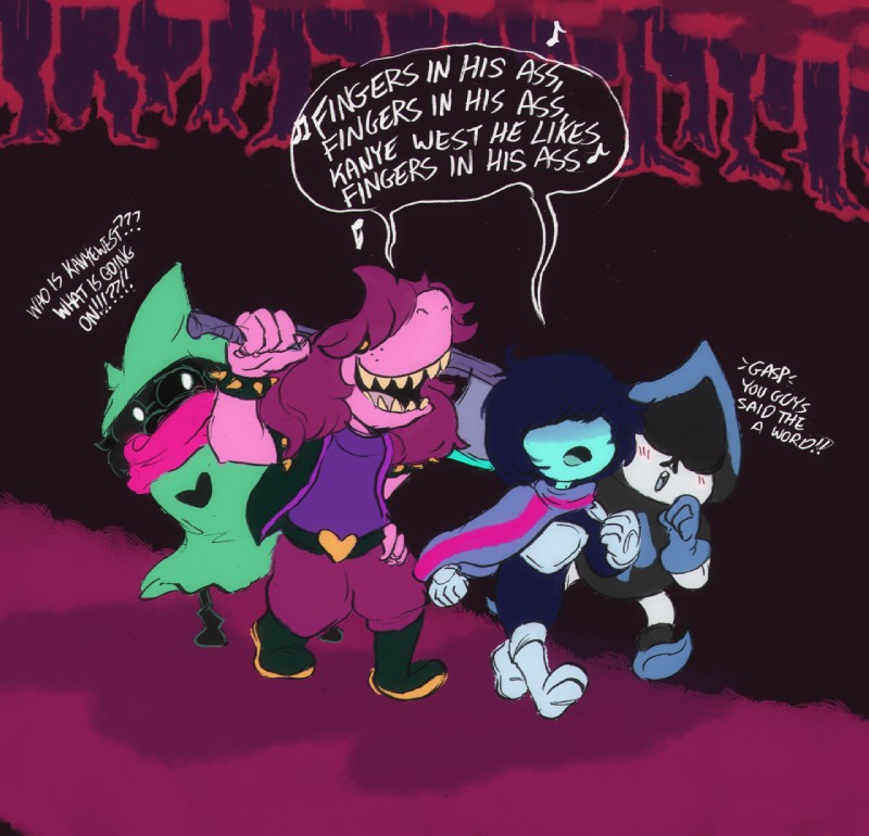 kris, lancer, ralsei, and susie (fingers in his ass and etc) created by moblie