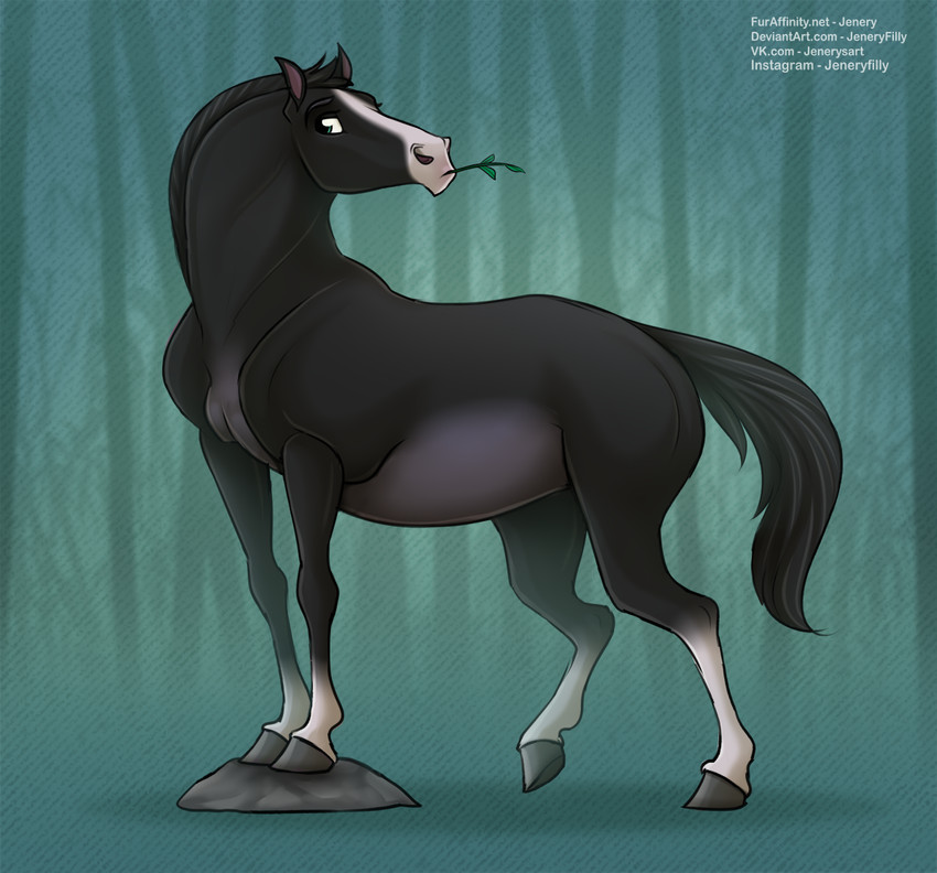 bamboo bamboo_stick bamboo_tree feral forest fur hair jungle male nude plant pose rock simple_background solo standing tree jenery disney mulan_(1998) khan_(disney) equid equine horse mammal digital_media_(artwork)