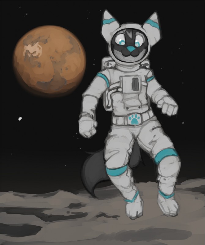 anthro astronaut male mars solo space marsminer desmond canid canine canis mammal wolf hi_res