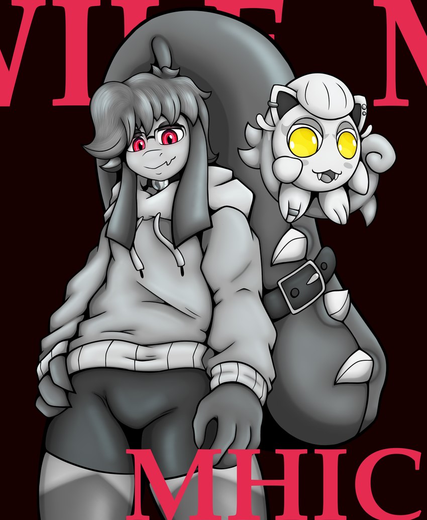 2_mouth ambiguous_gender anthro belt clothing duo femboy glowing glowing_eyes hoodie looking_at_viewer male sleeping sound_effects topwear vowelless vowelless_sound_effect zzz mhicky93 mihoyo nintendo pokemon zenless_zone_zero mhicky_(mhicky93) tiva_(mhicky93) ancient_pokemon generation_3_pokemon generation_9_pokemon mawile paradox_pokemon pokemon_(species) scream_tail absurd_res hi_res monochrome