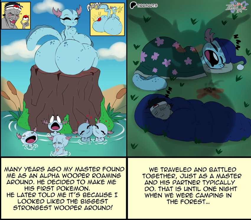 anthro big_breasts big_butt breasts butt butt_slap duo eyes_closed female group heart_symbol huge_butt meme_face meme_pose pokeball short_stack slap sleeping tail text tibbs handsome_squidward_(meme) nintendo pokemon lily_(tibbs) generation_2_pokemon human mammal pokemon_(species) wooper absurd_res english_text hi_res meme