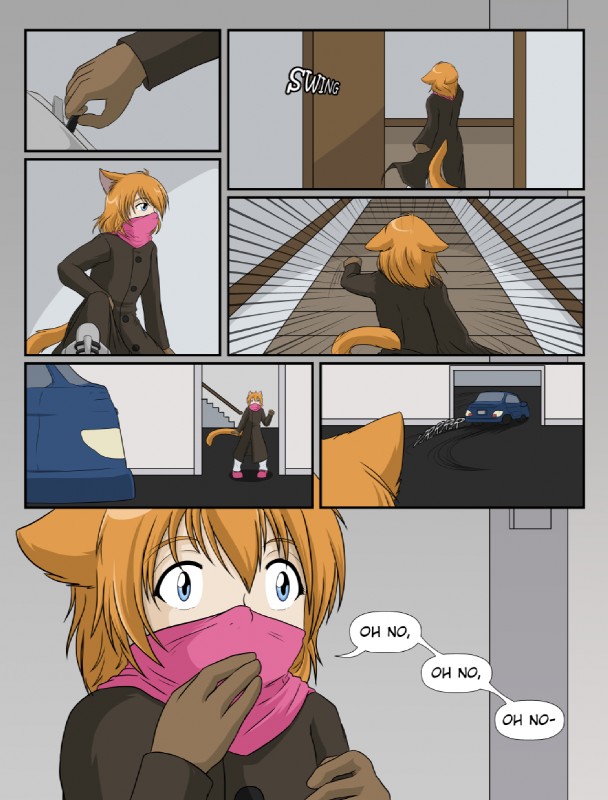 blonde_hair blue_eyes car clothed clothing dialogue female hair orange_hair scared solo text vehicle kurapika raven_wolf lumia_(raven_wolf) animal_humanoid cat_humanoid domestic_cat felid felid_humanoid feline feline_humanoid felis human humanoid hybrid mammal mammal_humanoid comic english_text hi_res