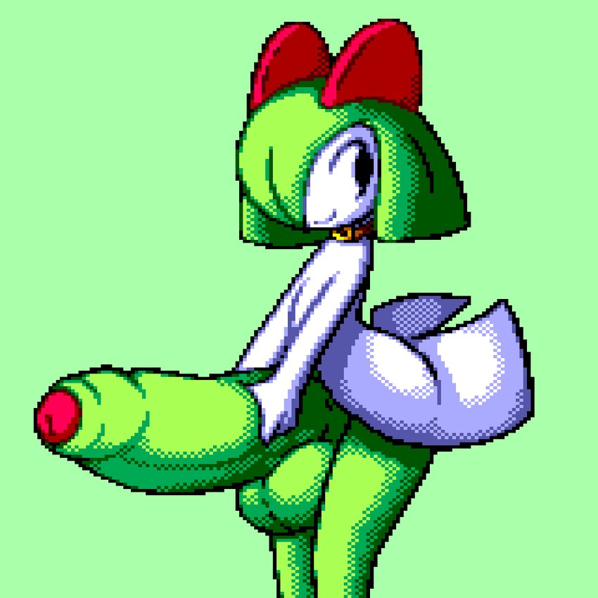 anthro balls big_balls big_penis collar foreskin genitals green_body huge_balls huge_penis hyper hyper_balls hyper_genitalia hyper_penis looking_back male partially_retracted_foreskin penis solo amphlow flygon_(artist) nintendo pokemon generation_3_pokemon kirlia pokemon_(species) 1:1 digital_media_(artwork) pixel_(artwork)