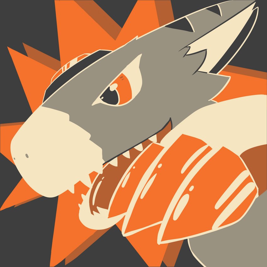 ambiguous_gender claws feral grey_background open_mouth orange_claws orange_eyes simple_background solo teeth kiroc bandai_namco digimon team_fortress_2 tf2_color_palette_challenge valve digimon_(species) dorumon x-digimon 1:1 bust_portrait hi_res portrait restricted_palette
