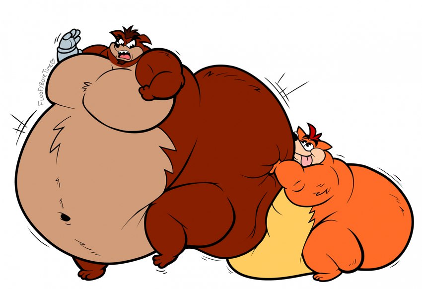 angry anthro belly big_butt big_moobs brown_body brown_fur butt cybernetic_arm cybernetic_limb duo fur male male/male moobs navel nude obese orange_body orange_fur overweight overweight_anthro overweight_male sharp_teeth teeth thick_thighs tongue tongue_out floofyboyetime activision crash_bandicoot_(series) crash_bandicoot crunch_bandicoot bandicoot mammal marsupial hi_res