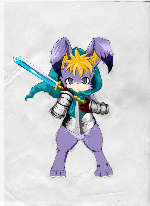 anthro biped bottomless clothed clothing front_view holding_melee_weapon holding_object holding_sword holding_weapon male melee_weapon solo standing sword warrior weapon young young_anthro young_male rankiti odin_sphere vanillaware cornelius_(odin_sphere) lagomorph leporid mammal pooka rabbit hi_res adult_(lore)