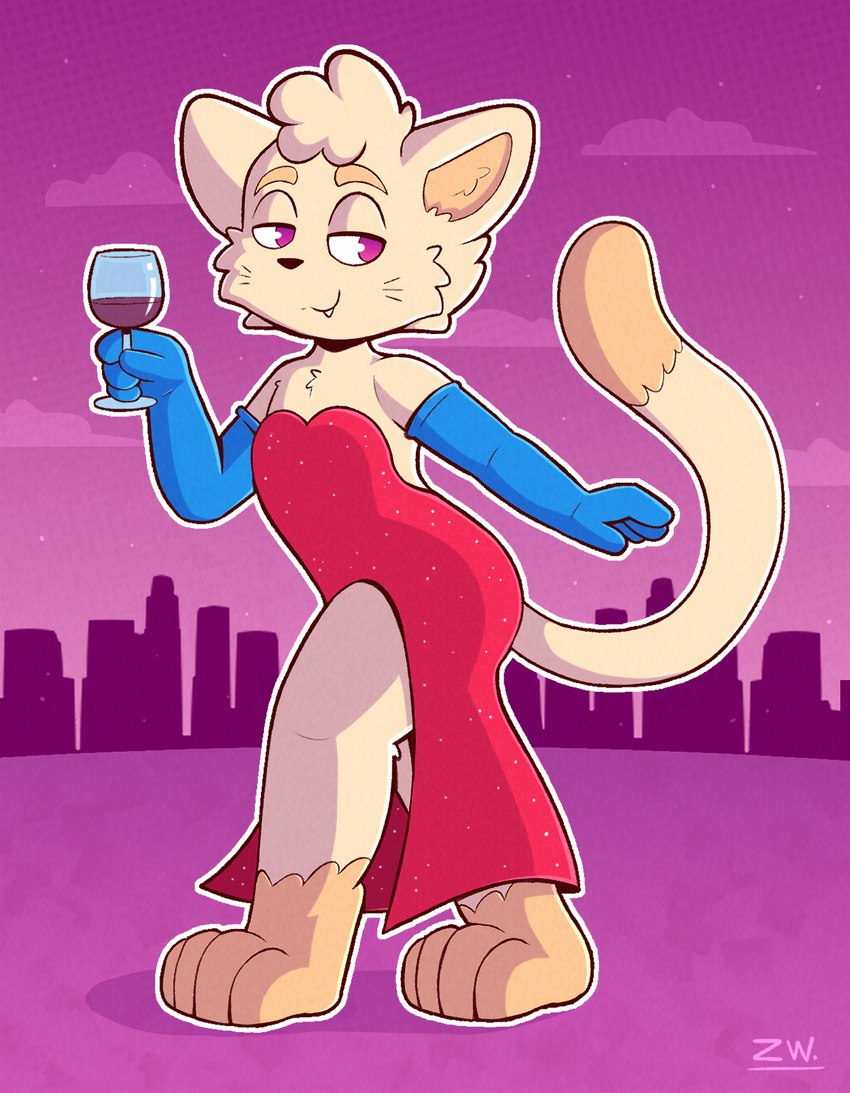 alcohol anthro armwear beverage butt clothed clothing dress drinking elbow_gloves femboy gloves handwear looking_at_viewer male smile solo wine young young_anthro wolfyzeeb cooper_cat domestic_cat felid feline felis mammal digital_media_(artwork) hi_res