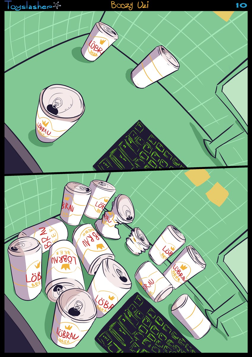 alcohol beer beverage beverage_can container text zero_pictured toyslasher glitch_productions murder_drones absurd_res english_text hi_res